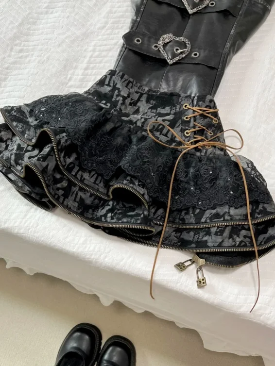 Ensemble 2 pièces Punk gothique Vintage pour femmes, Y2k, Slim, poussin chaud, hauts + jupe courte, esthétique, doux, tendance, Streetwear, nouveaux tenues