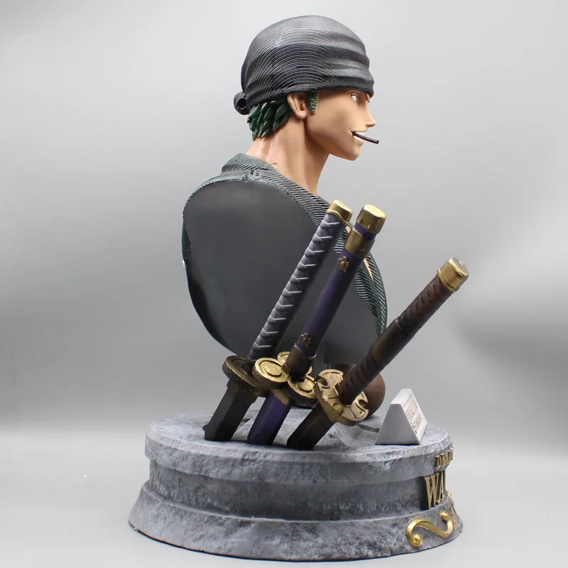 37.5cm One Piece Roronoa Zoro Bust Anime Action Figure Model Large Statue Collection Desktop Decoration Ornament Toys Boys Gifts