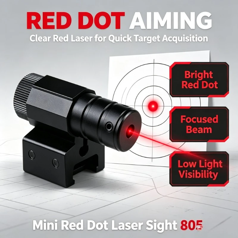 Adjustable Mini 805 Red Laser Pointer, 11mm 20mm Rail Bracket Outdoor Training Auxiliary Equipment
