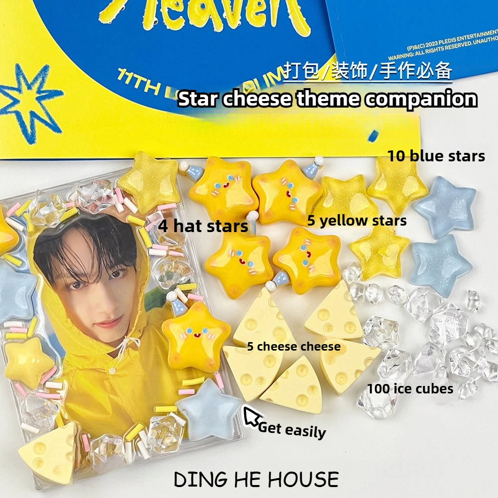 Cute Triangle Cheese Star Ice Cubes Set 3D Resin Jewelry Accessories Drip Glue Card Sleeve Card Brick  Ins Handmade Decoration