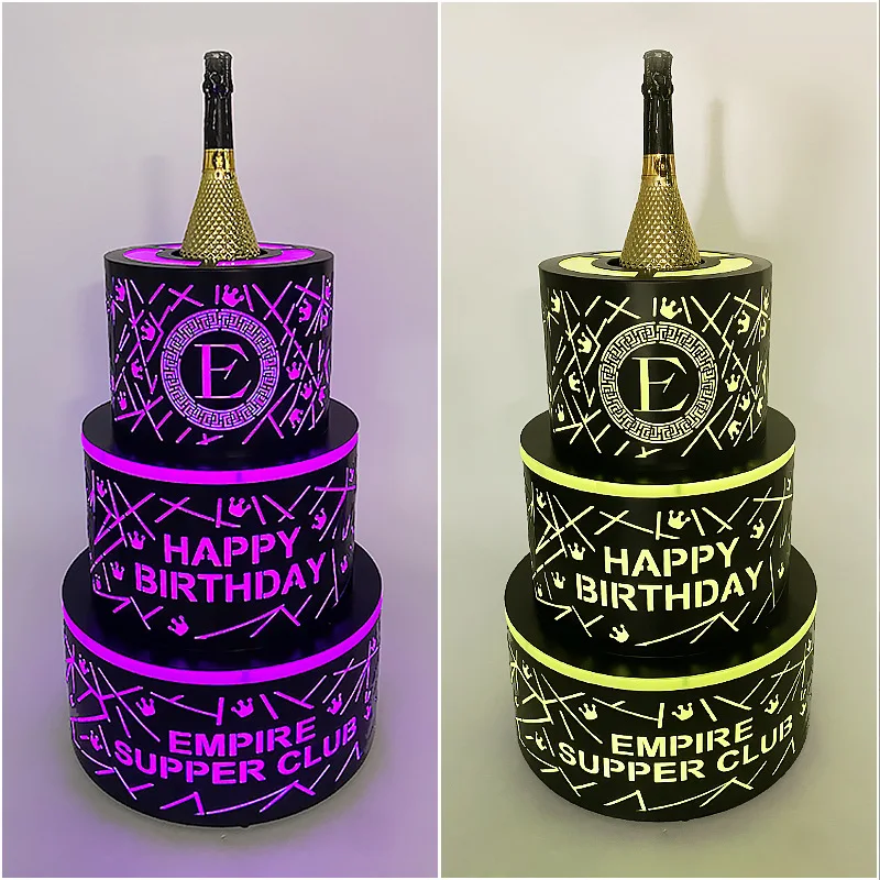 

New wrought iron wine seat LED luminous seat bar KTV champagne foreign colorful atmosphere prop cake rack