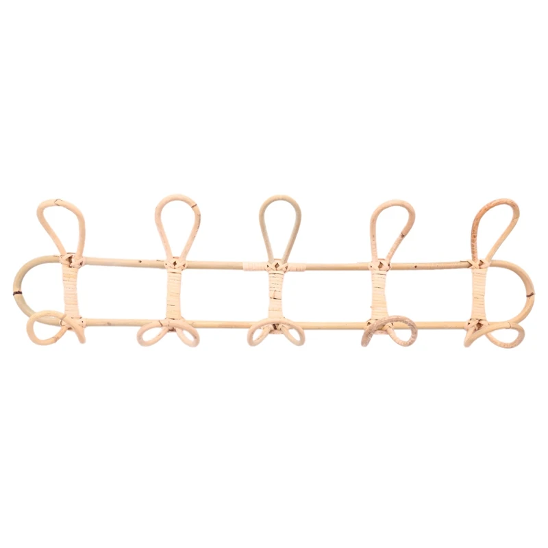 

6X Large Rattan Wall Hooks Clothes Hat Hanging Hook Crochet Cloth Holder Organizer Hangers Decor For Home Decor