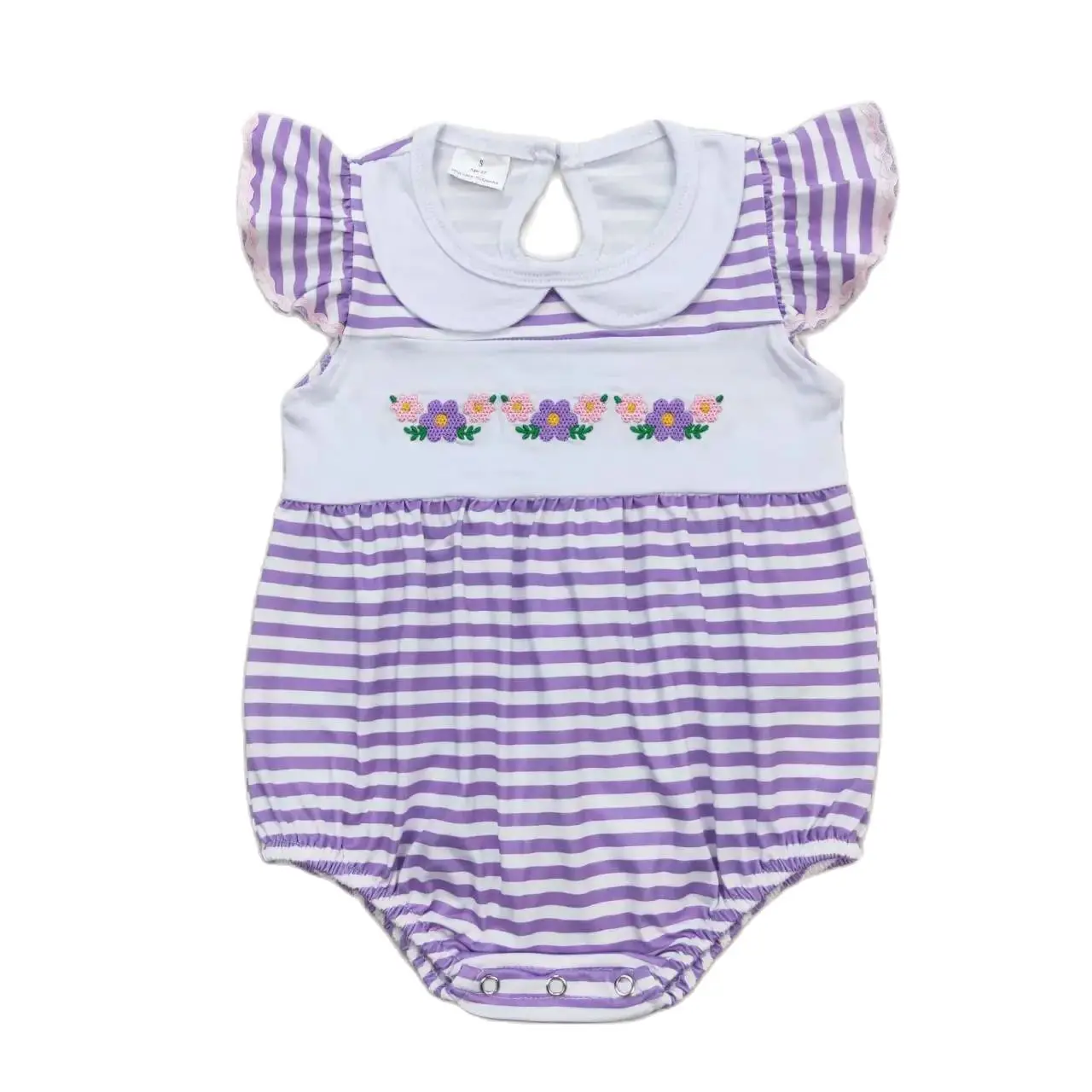 Macacão floral roxo das meninas do bebê, roupas Boutique recém-nascido, bolha infantil, sem mangas Onesie, conjuntos de venda quente, atacado