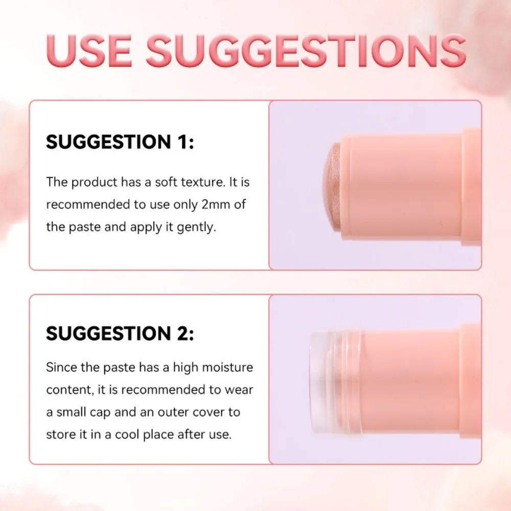 3-kleuren make-up Blush Stick Multi-use verhelderende Shimmer Blusher Stick Glitter-effect Markerende wangmake-up