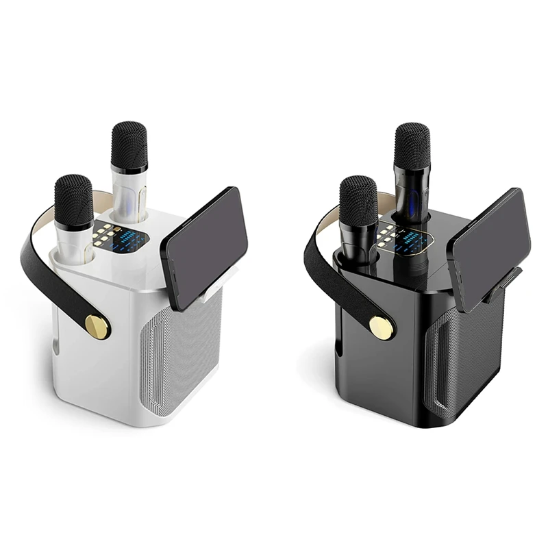 ABSQ-مكبر صوت كاريوكي عالي الطاقة مزود بتقنية البلوتوث ومضخم صوت لاسلكي محيطي 360 درجة مع ميكروفون مزدوج