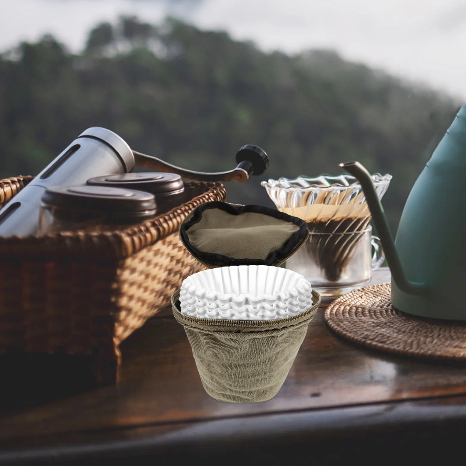 

Portable Coffee Gear Case Cake Filter Storage Organizer Manual Grinder Bag Travel Pack Camping Coffee Holder Outdoor Accessory