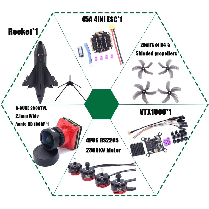 B-CUBE Rocket 5inch FPV Drone Frame Kit Carbon Fiber Racing Drone Quadcopter Freestyle INAV Beatflight F722 Ardupilot PX4 Flight
