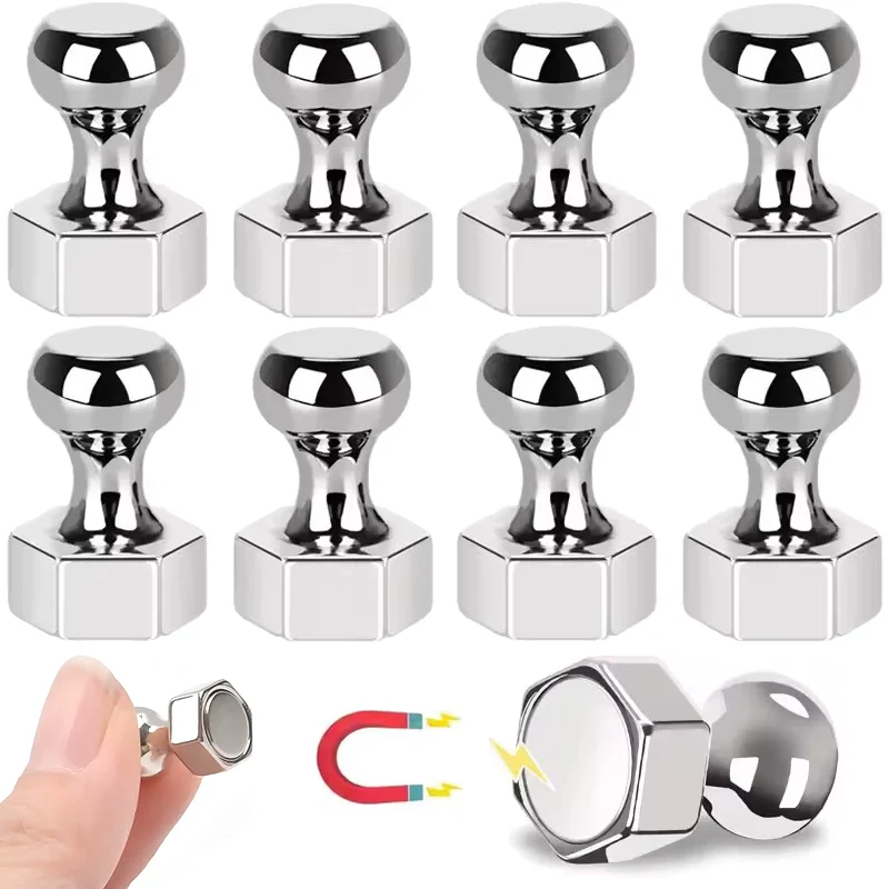20Pcs Creative Hexagonal Rust Resistant Strong Magnetic Nail Free Installatio Reusable Push Pin for Photos Memo Key Refrigerator
