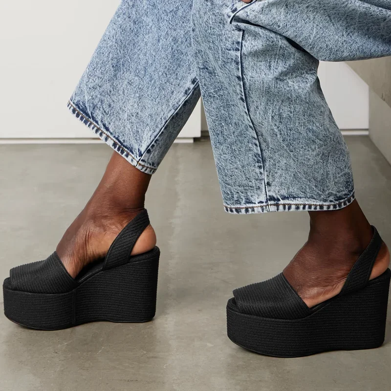 Plaform Gingham Peep Toe Pupms Sexy Round Toe Wedges Shingback Back Straps Accept Customized New Arrivals Fashion Women Shoes