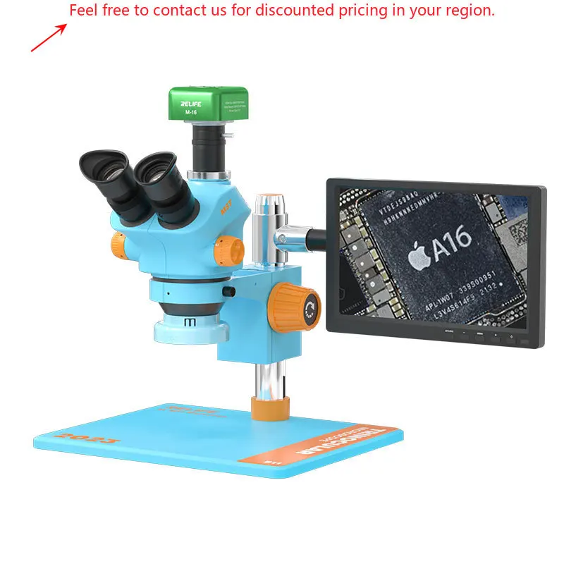 

RELIFE RL-M5T-B11 Trinocular HD Stereo Microscope+RL-033D Light Source+0.5CTV Adapter+M-17 Touch Control 4K HD Camera