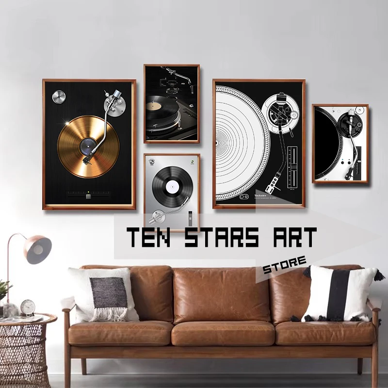 Vinyl Record Tape Vintage Poster Vinyl DJ Turntable Wall Decor Canvas Painting Tape Art Wall Decor 90s Retro Prints Decoration