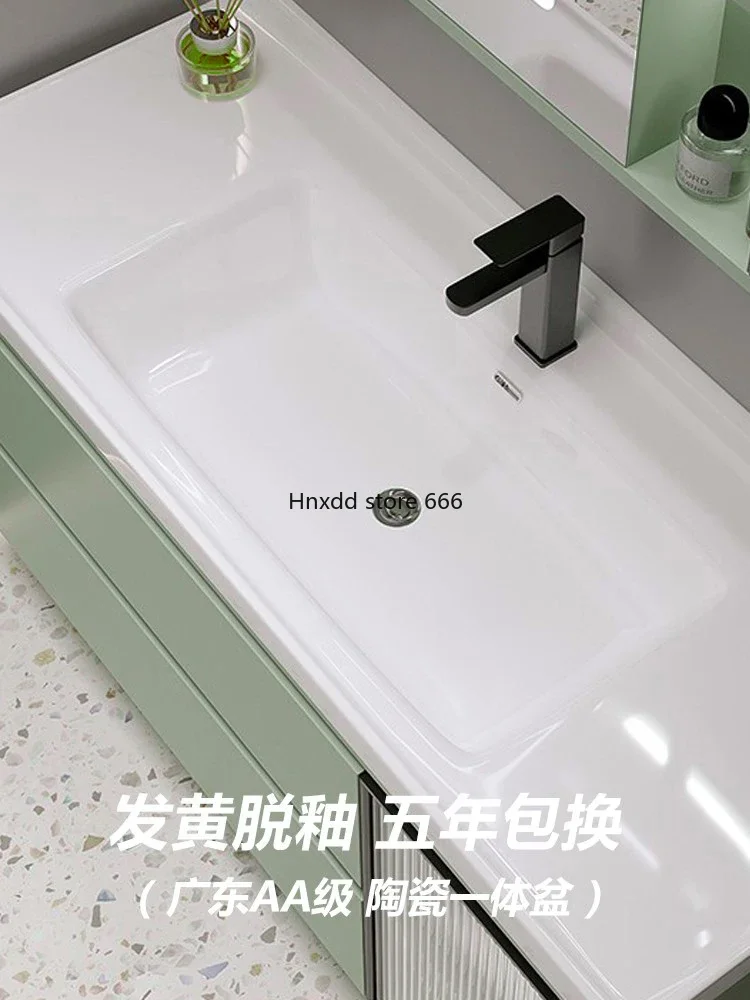 Green ceramic integrated basin smart bathroom washstand