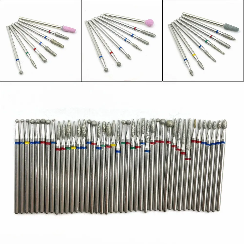 7pcs Diamond Grinding Bur Drill Bits Sets Dental Grinding Dental Diamond Polishing Burs 2.35mm Shankk