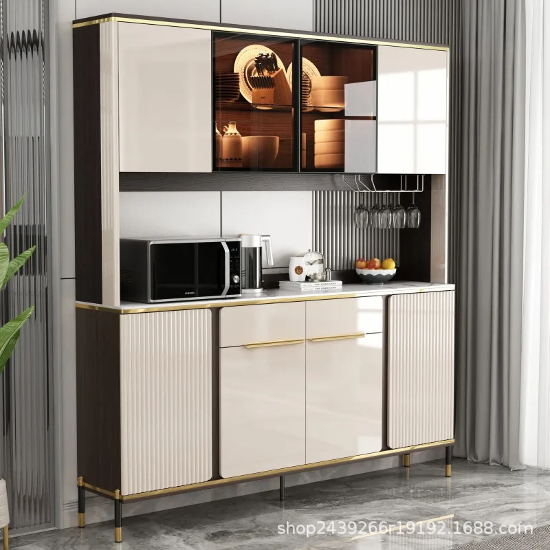 Kitchen side cabinet light luxury modern simple household wine cabinet living room wall high cabinet integrated storage tea cabi