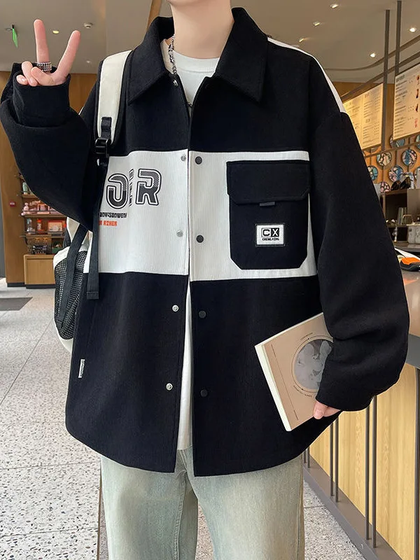 

Мужская вельветовая куртка American Style свободного кроя с отложным воротником, повседневная, весна-осень, новинка, модное брендовое пальто