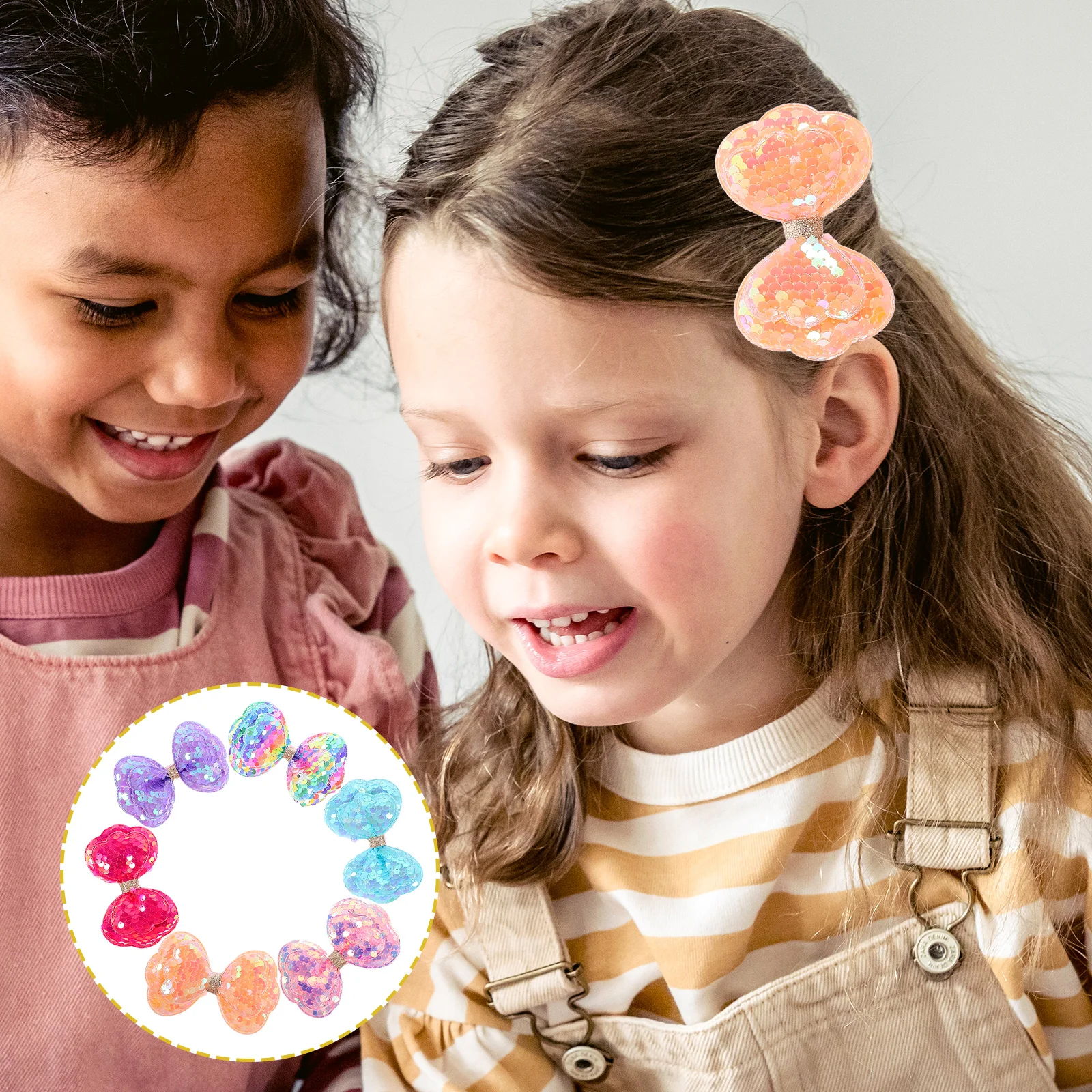 

6 pcs Sequin Bow Clips Cute Decorative Hair Accessories For Girls Glitter Hair Bows Durable Shiny Bow Clips For Little Girl