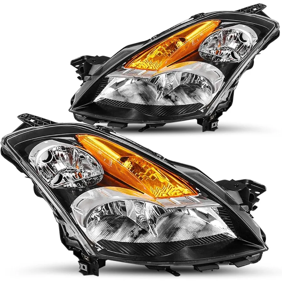 

Headlight Assembly Replacement for 2007 2008 2009 Nissan Altima 4 Door Sedan Halogen Headlamp Driver and Passenger Side Black H
