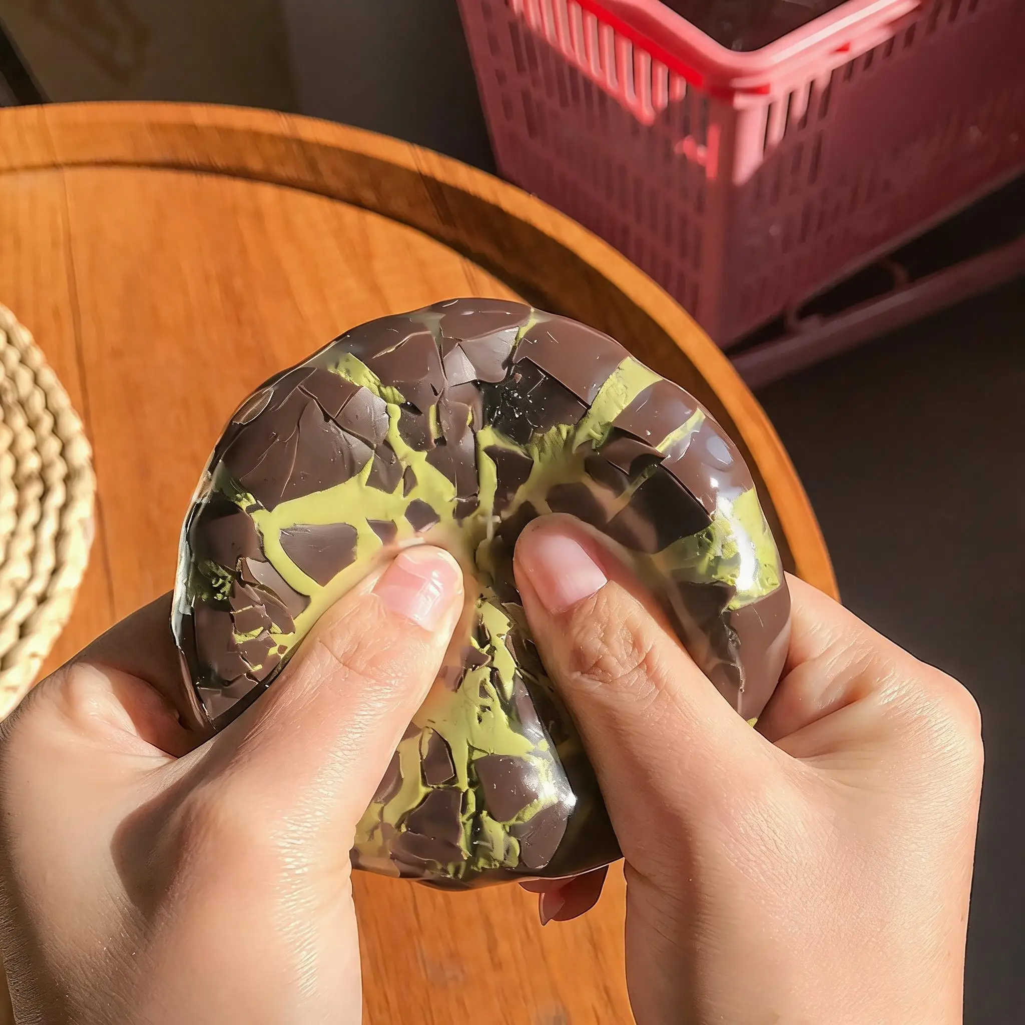 Simulation Chocolate Truffle Squeeze Toy Crackable Crispy Outer Shell ASMR Squishy Moldable Stress Ball for Kids Adults