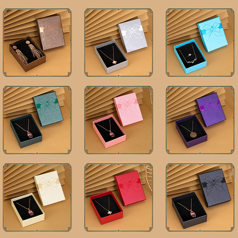 Fashion Bowknot Jewelry Packaging Box Multi Colors Necklace Ring Earrings Pendant Storage Box Jewelry Display Case Gift Boxes