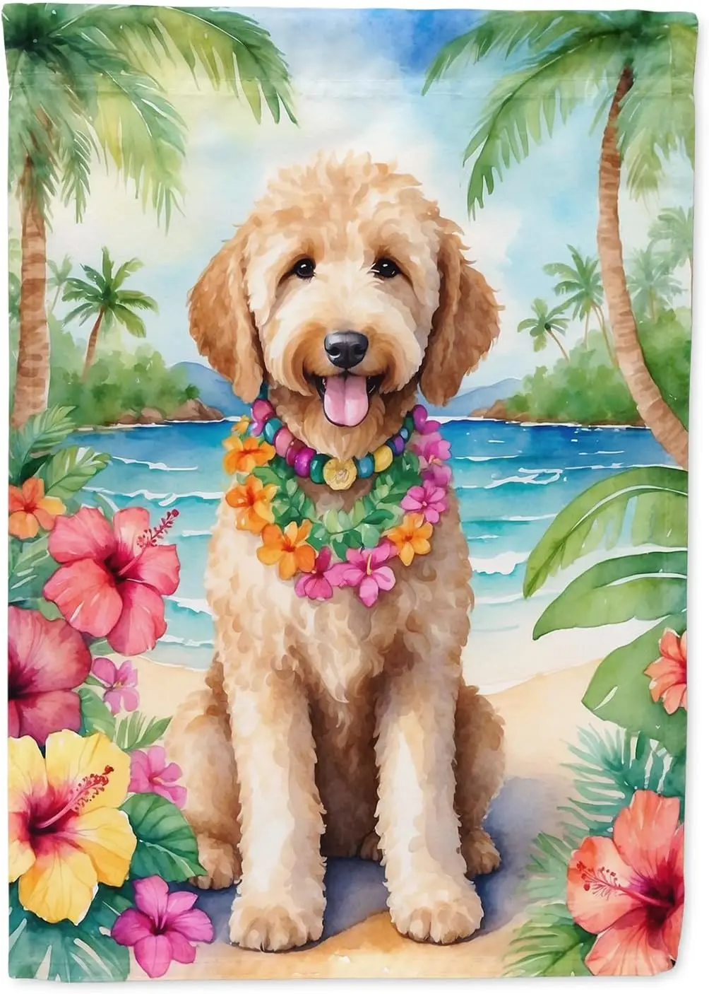 Caroline's Treasures DAC6443GF Goldendoodle Luau Garden Flag Mailbox Flag Decorative Yard Flag  Outside Patio Artwork