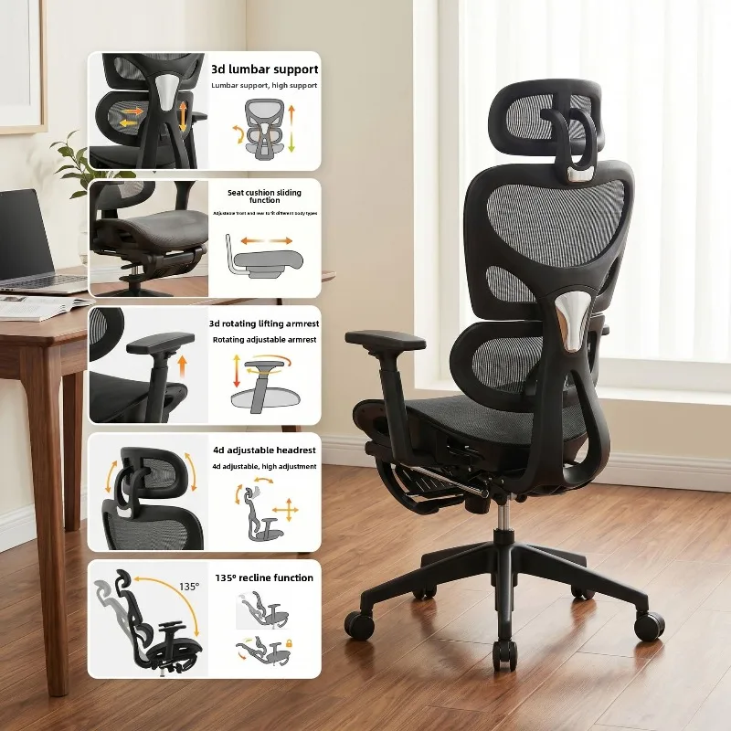 Ergonomic Lumbar Support Office Chair Home Office Comfortable Long Sitting Dorm Esports Dual Use Nap Gaming Chair Office