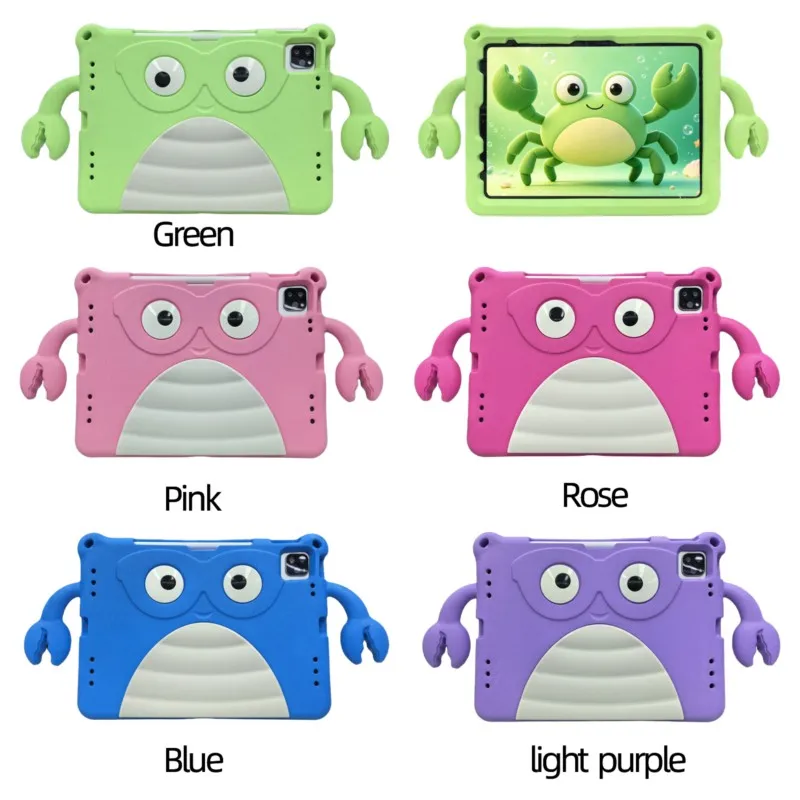 For iPad 10th Gen 10.9 2022 11 11th A16 2025 Kids EVA 3D Cute Crab Tablet Case For iPad Pro 11 Air 4/5 Air 11 M2 M3 M4 M5 Cover