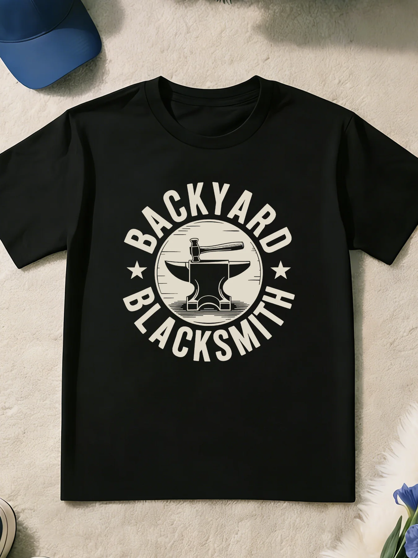 Backyard Blacksmith Anvil Hammer Logo Print T Shirt Boys Girls Workshop Short Sleeve Tee Family Matching Kids Cotton Tops