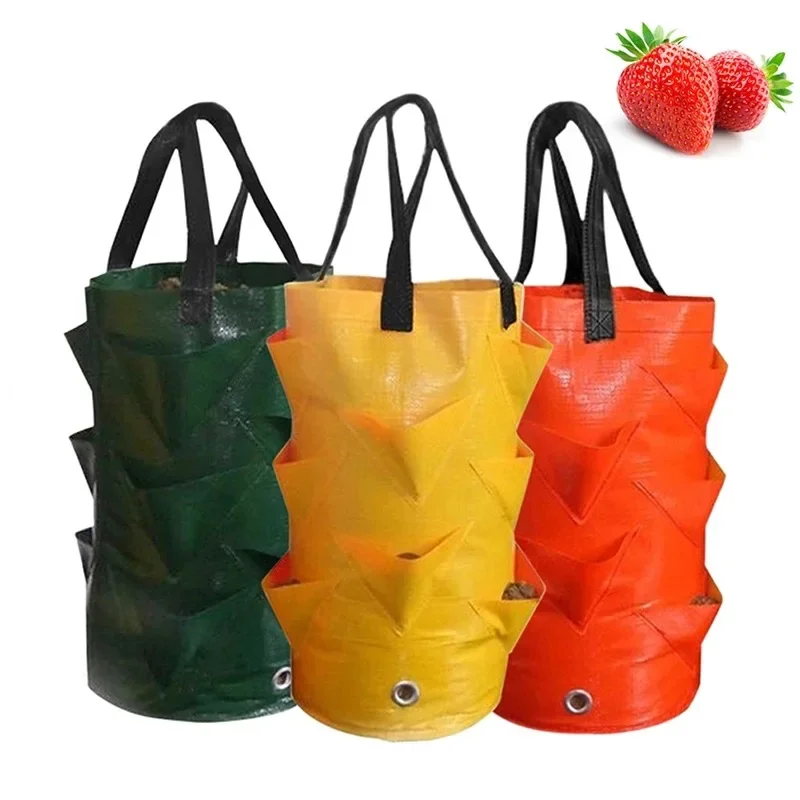 

Garden Planting Bag Strawberry Grow Bag 3L Multi-mouth Vertical Flower Herb Tomato Planter Bag Garden Pots