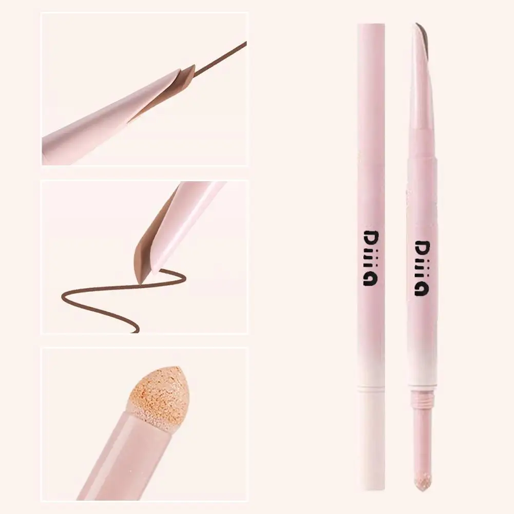 Cabeça dupla fosco rosa deitado seda caneta à prova dwaterproof água natural coreano lápis maquiagem cosmética sombra brilho la d1k0