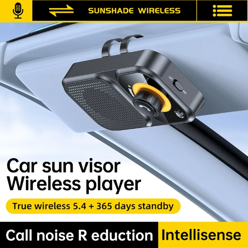 

Sun Visor Clip Car Bluetooth 5.4 Speaker Wireless Handsfree Car Kit Speakerphone Stereo Music Player With Voice Assistant