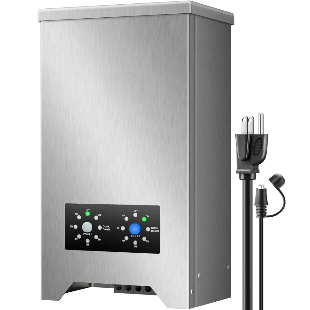Best Seller 300W Low Voltage Landscape Lighting Transformer 2 Zone with Photocell Timer 12V 15V AC Weatherproof Outdoor