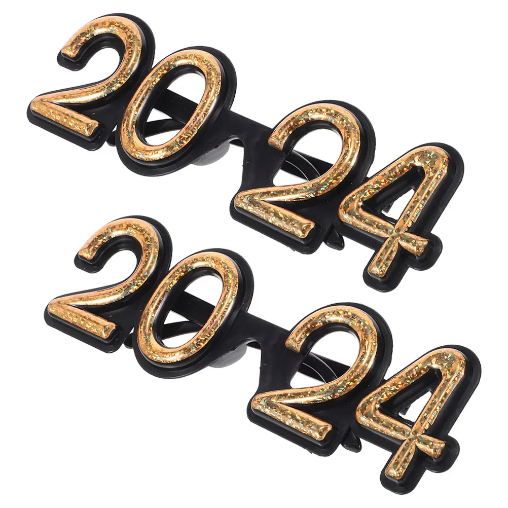 

2Pcs 2024 Number Design Eyeglasses Party Glasses Unique Pc Material Funny New Year Photo Props New Years Eve Party Supplies 2024