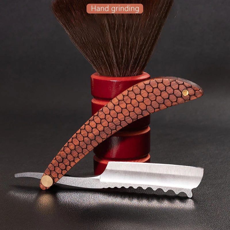 Profesjonalna maszynka do golenia dla mężczyzn Wood, brzytwa fryzjerska prosta, noże do golenia, ręczne pielęgnowanie brody, shavette, prezent