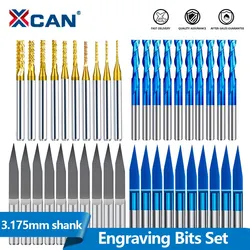 XCAN Corn Milling Cutter 3.175mm Shank Flat Bottom Engraving Bits V Groove CNC Router Bit Carbide End Mill for Woodworking 