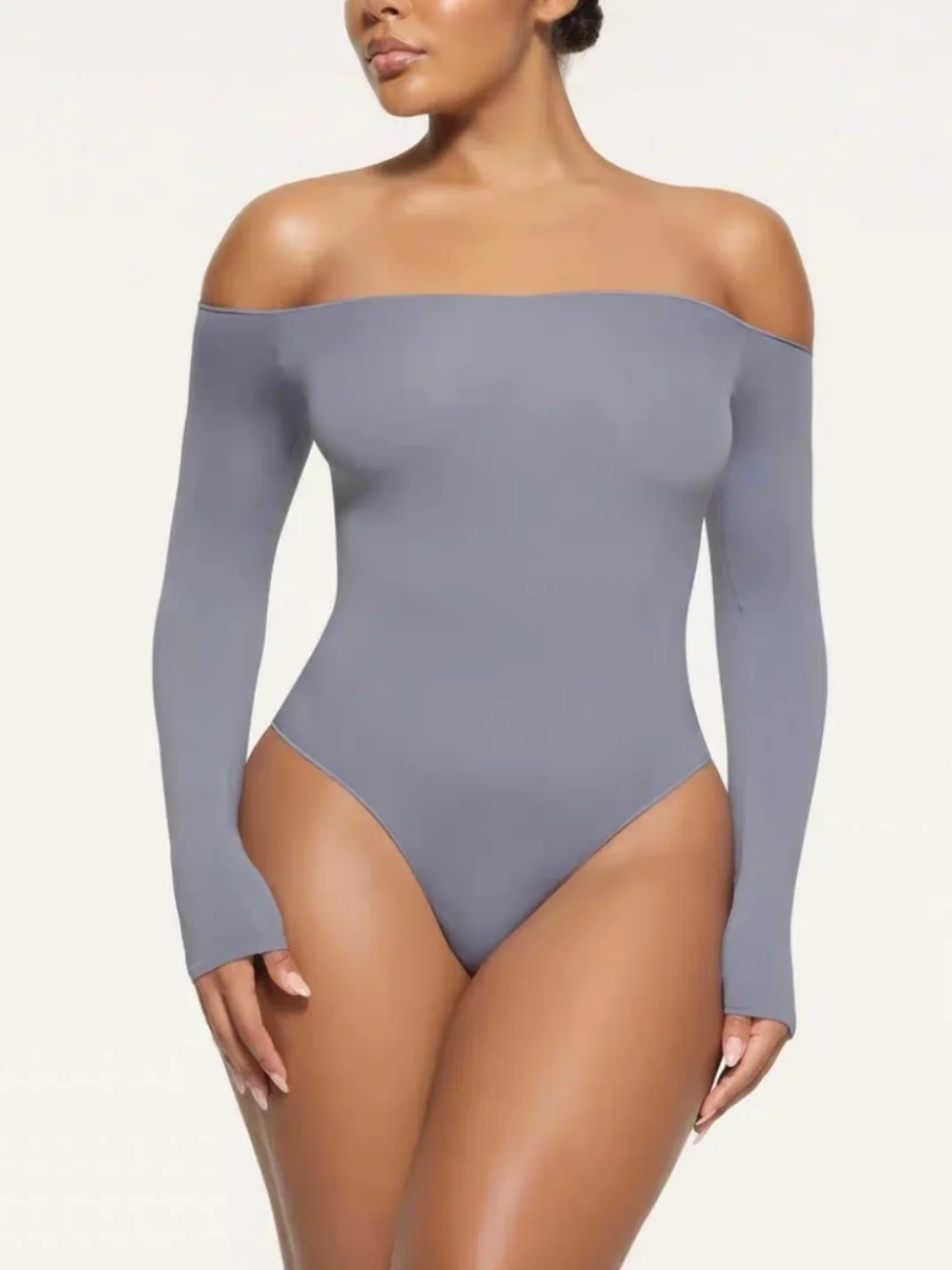 

Nudes Kardaian One oulder Bodysuit Long Sve Slim Fit Base irt High Waist ort Pants Women's Faion Polyester