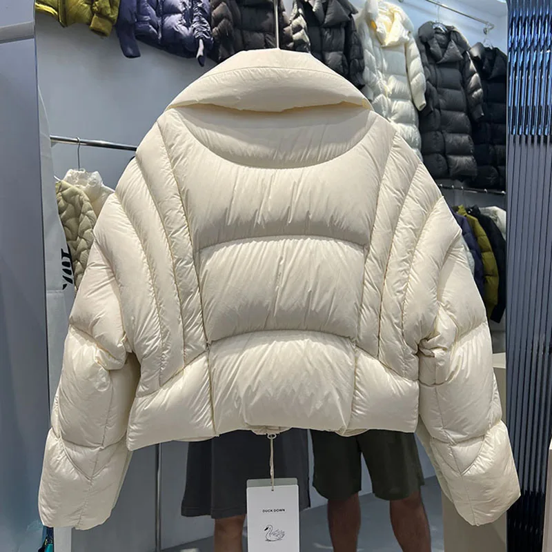 Stand Collar High Quality Women Coat 2025 New Winter Thick Down Jacket Detachable Sleeves White Duck Down Women Down Jacket H560