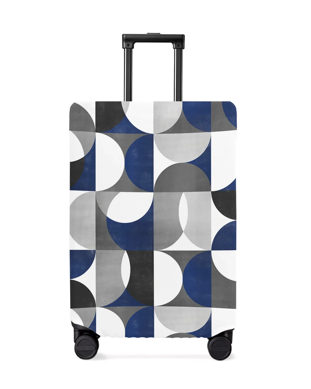 Nordic Retro Medieval Geometric Abstract Blue Luggage Cover Stretch Baggage Dust Cover for 18-32 Inch Travel Suitcase Case