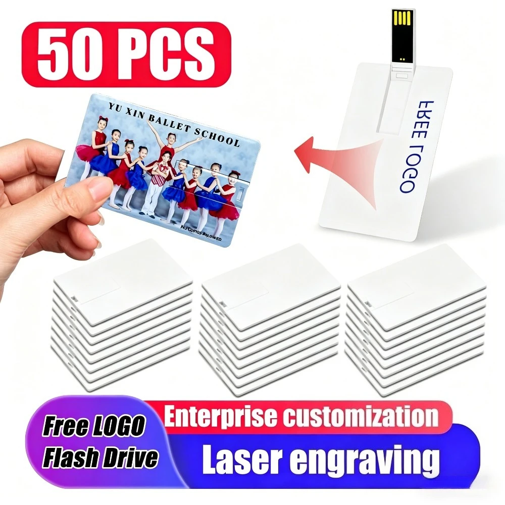 

50 шт./лот, флеш-накопитель USB 2.0 в форме кредитной карты, реальная емкость, высокое качество, 4 ГБ, 8 ГБ, 16 ГБ, 32 ГБ, 64 ГБ, 128 ГБ, с возможностью нанесения логотипа