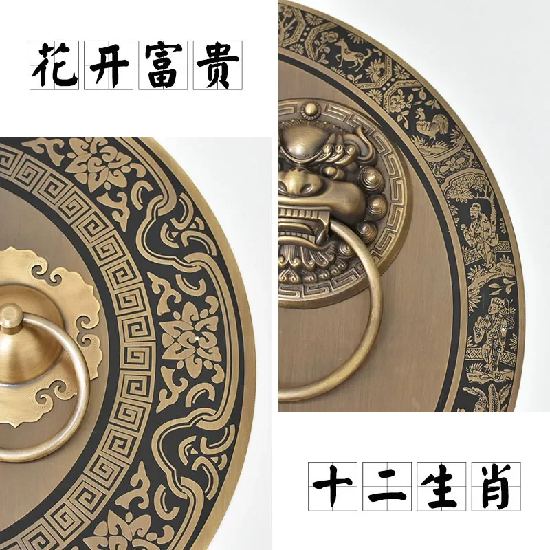Pure Copper Chinese Style Ancient Door Handle Retro Door Bolt Lock Latch Antique Beast Head Lion Head Door Ring