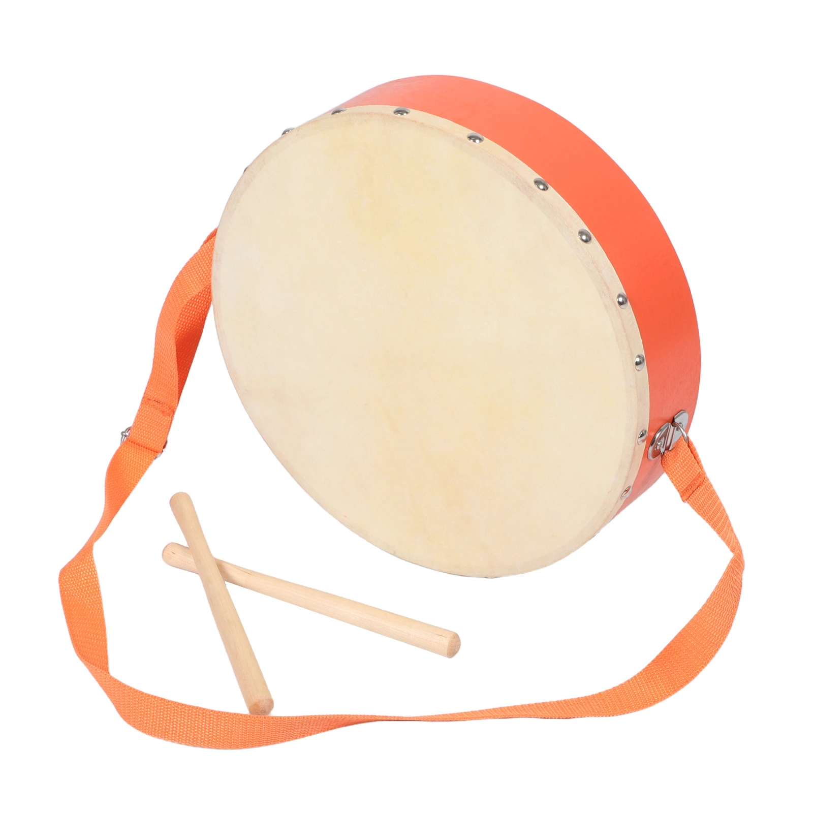 

Wooden Kids Marching Drum 30cm Diameter Handheld Percussion Toy Educational Musical Instrument Playset Clapping Block For Family