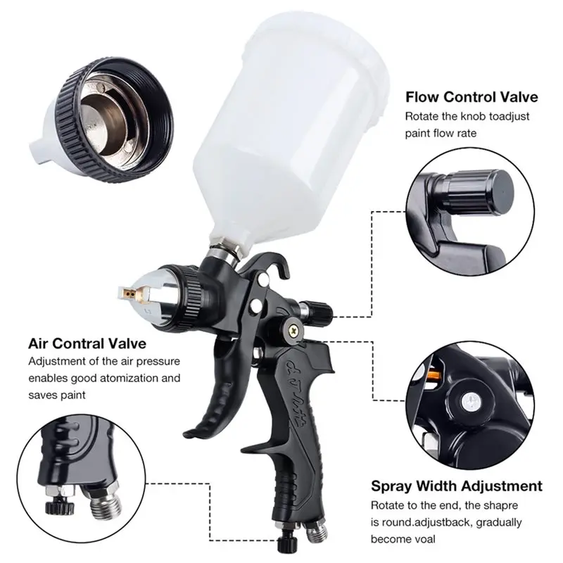 [NEW!X13A】 HVLP Spray Gun 600Ml Atomization 1.4/1.7Mm Caliber Paint Spray Gun Household Pneumatic Cordless Pneumatic Tool