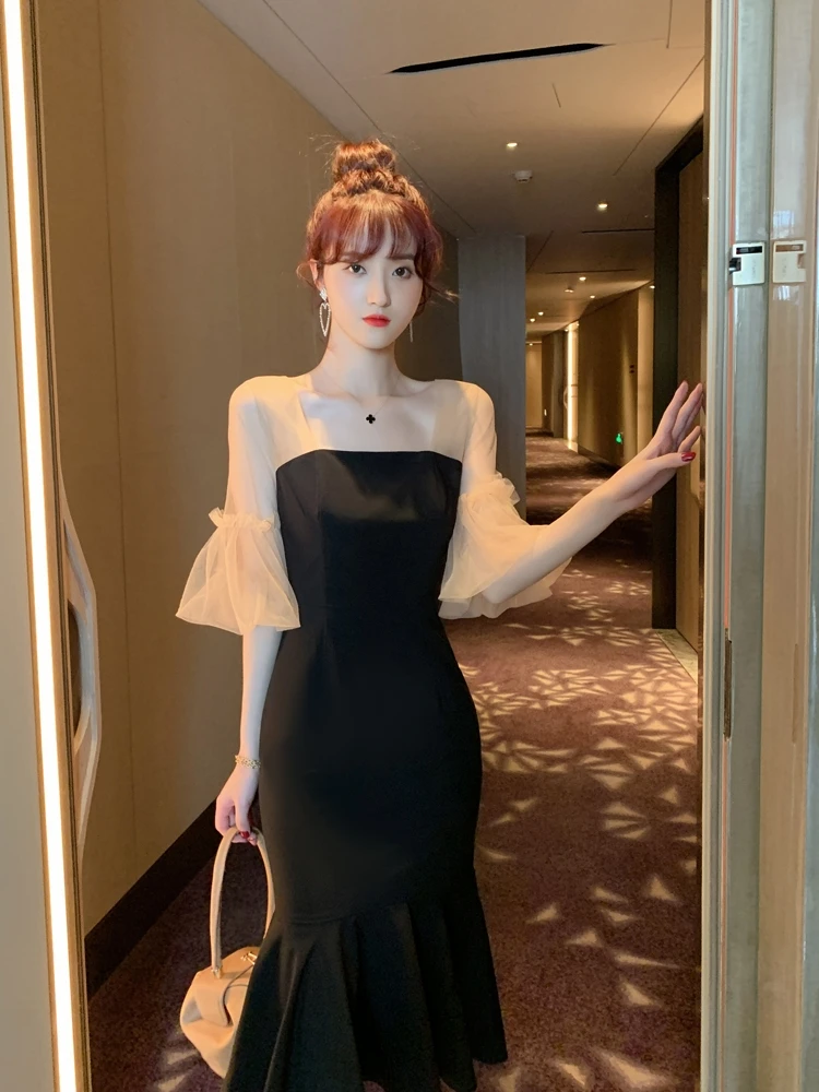 

Вечернее платье Ele Bla Fi с хвостом русалки, женское, облегающее, с высокой талией, для банкетов, из смесового полиэстера и спандекса