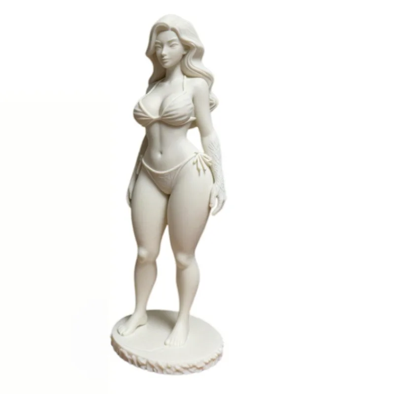 3D‑Printed Curly‑Hair Female Art Sculpture Small Resin Desktop Ornament Elegant Lady Statue Home Bedroom Office Decoration - view 6