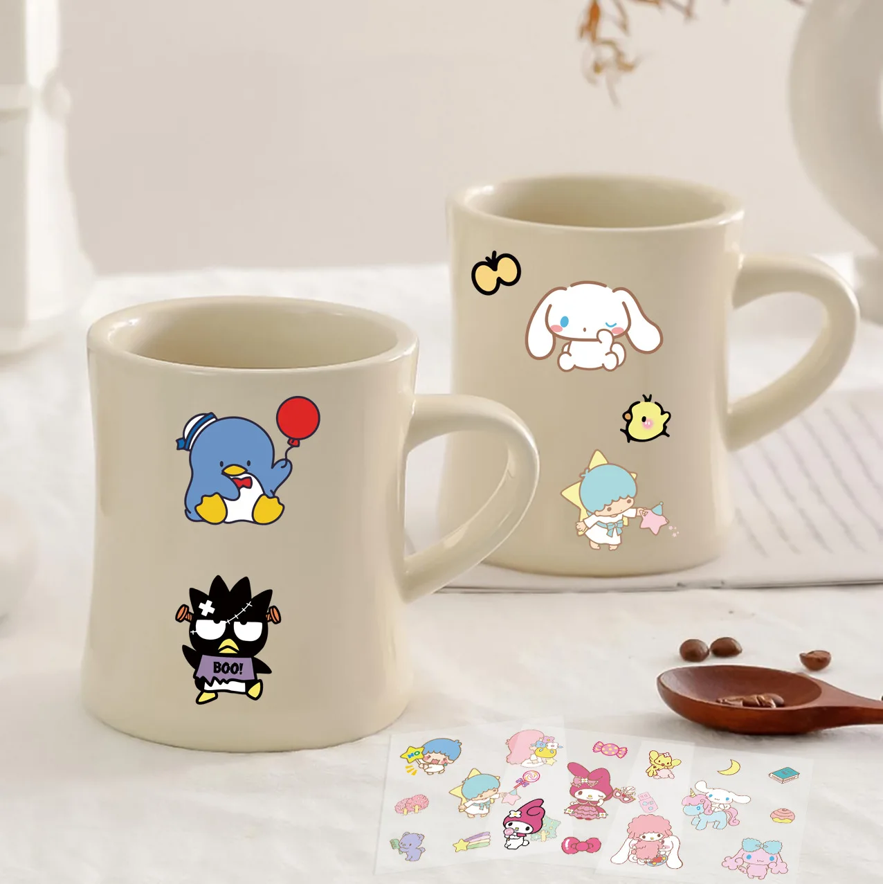 25/50 ورقة لطيف مرحبا كيتي بلدي ميلودي سانريو ملصقات الكرتون الهاتف زجاجات مياه أقراص القرطاسية ملصقات الأطفال