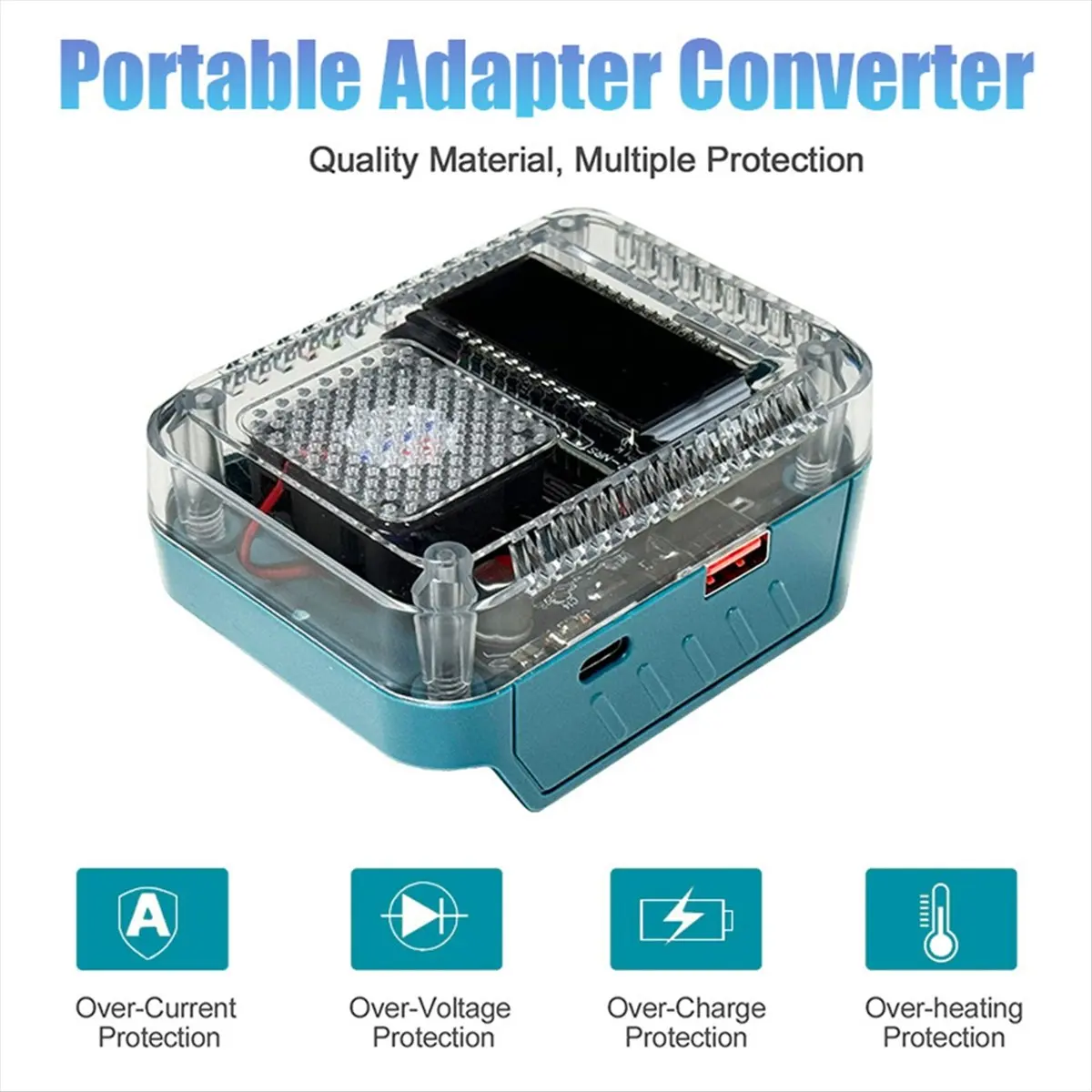 AAAL Digital Display Lithium Battery Adapter Converter for Charger USB Type-C Power Bank 138W