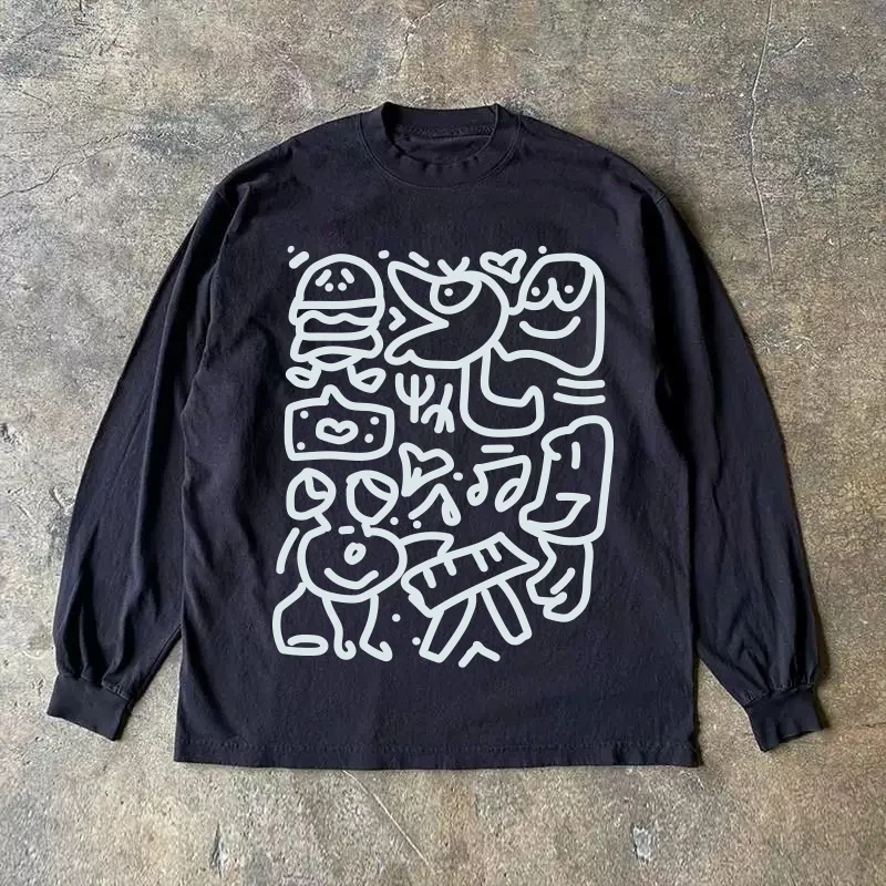 Long Sleeve 310 Pure Cotton Men's T-Shirt Upward Hero Non-Light American Style Couple's T-Shirt Youth Loose Fit Printed Tee