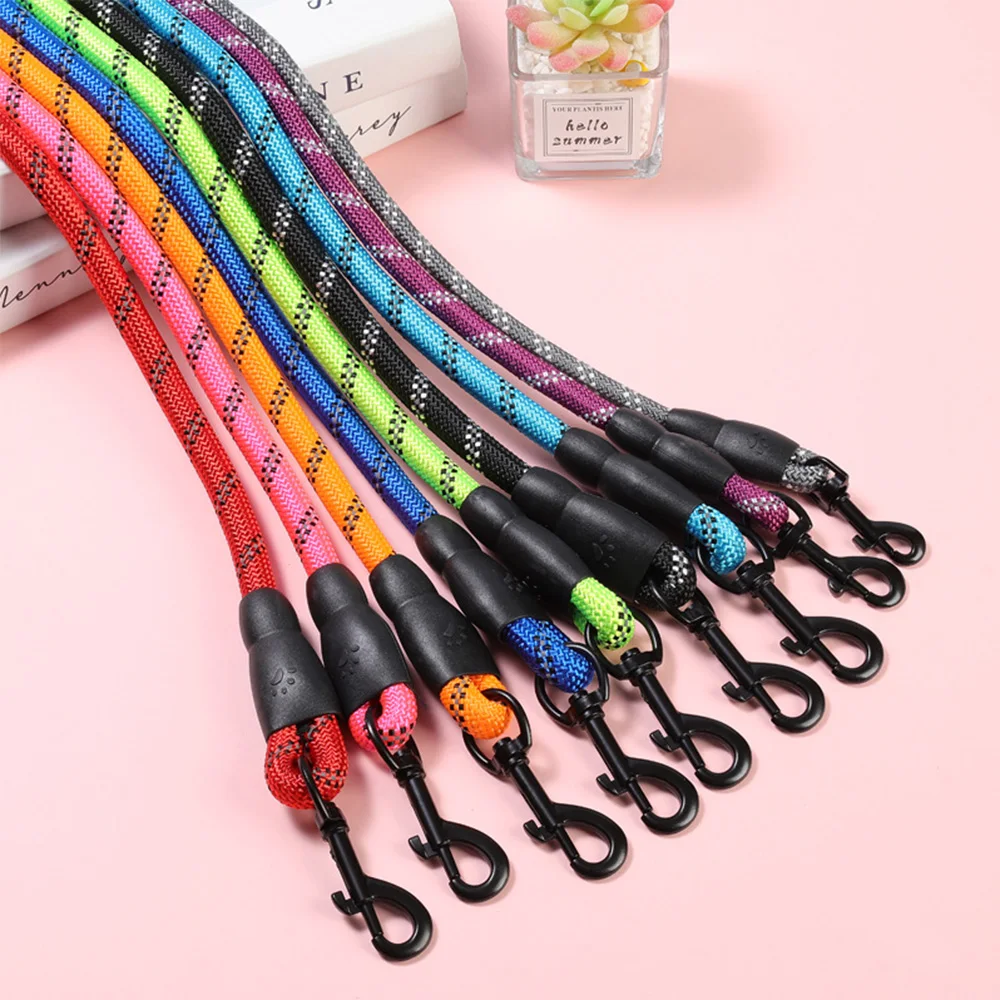 

Bold Reflective Nylon Pet Dog Leash Quick Release Foam Handle Walking the dog Comfortably Fashion Rainbow Color Ropes Leashes