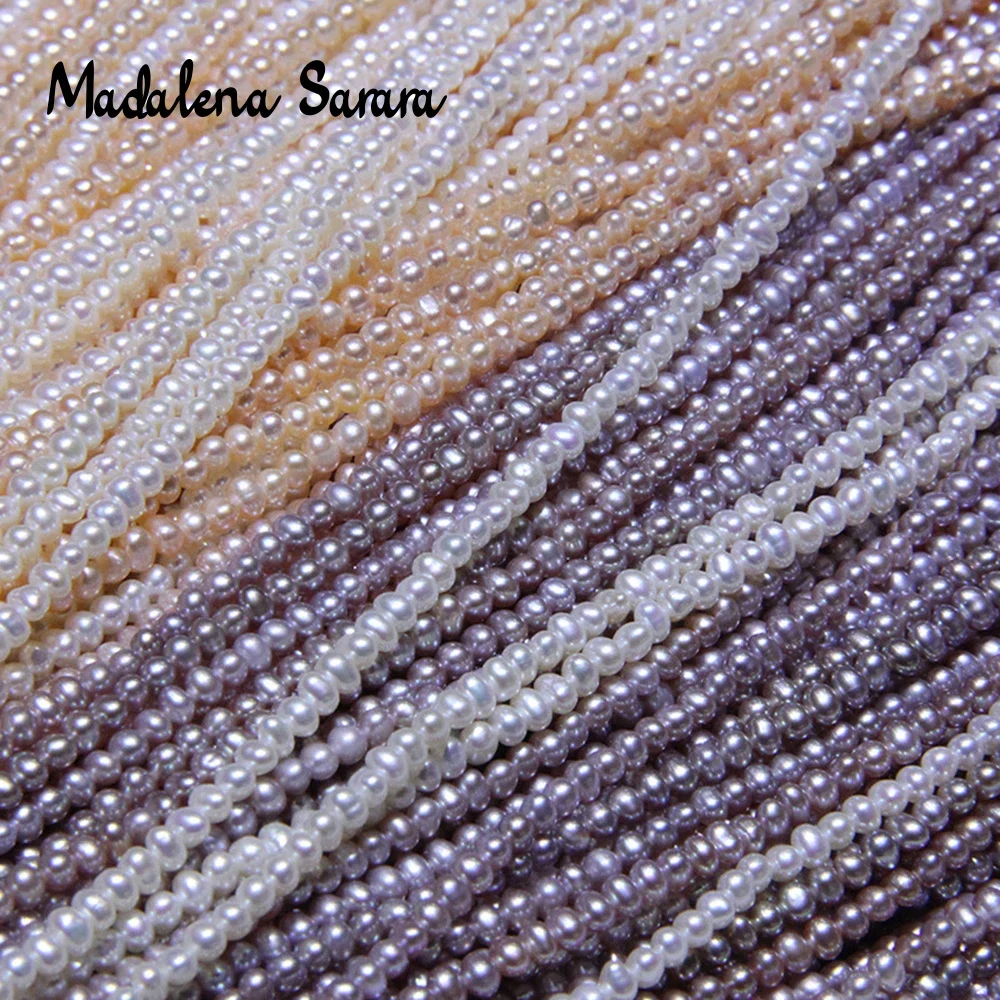 MADALENA SARARA AAAA Freshwater Pearl Necklace 5-6mm Genuine Pearl Strand Fine Lubster DIY Jewelry Making 100% Guarantee