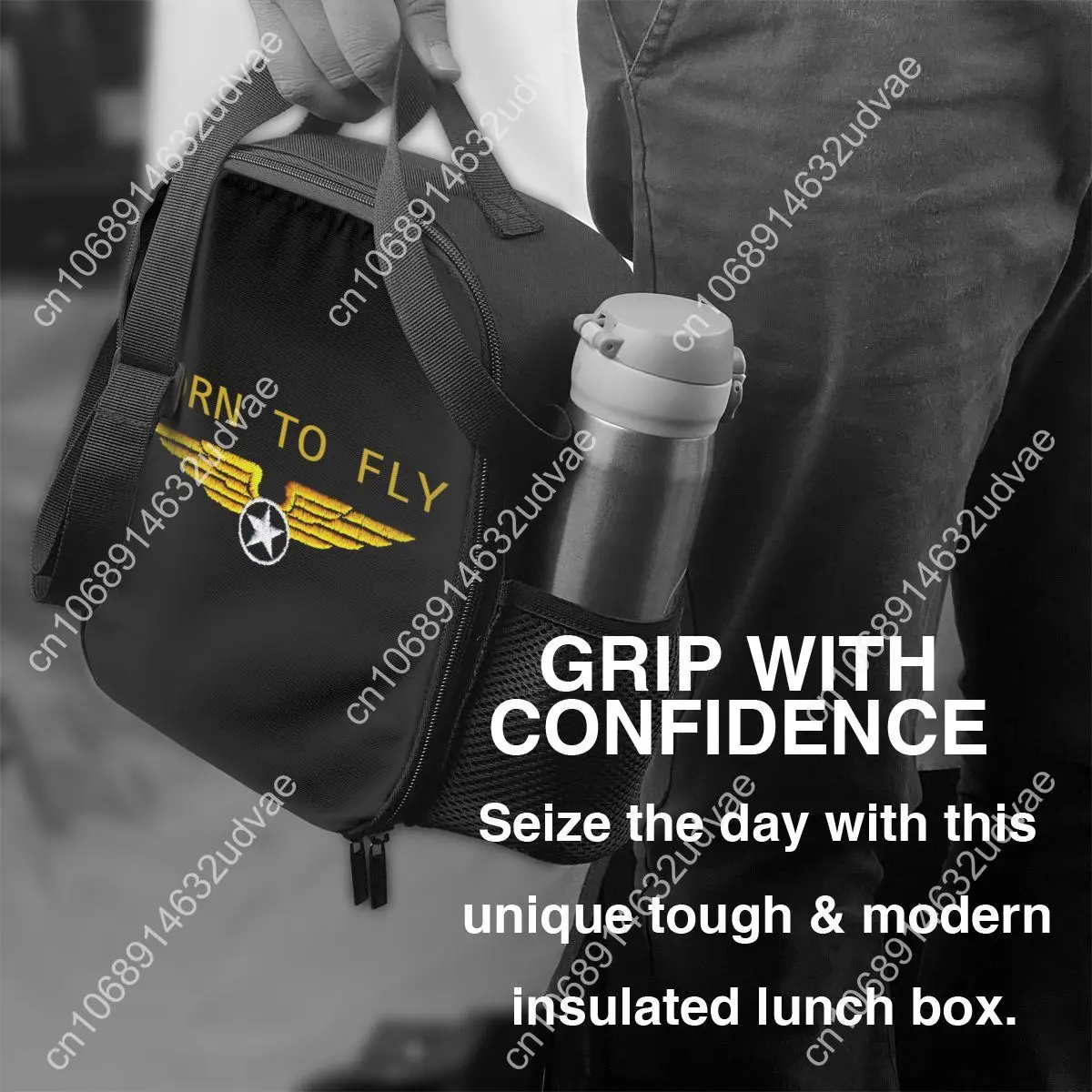 Custom Born To Fly Flight Pilot Insulated Lunch Tote Bag Flying Aviation Aviator Thermal Cooler Food Lunch Box Work School