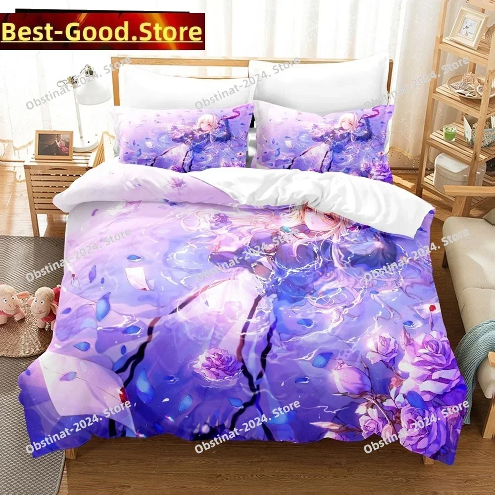 Anime The Violet Evergarden Bedding Set Printed Comforter Quilt Bed Cover Duvet Cover Pillow Case 3 Pieces Sets Kids Adult Size